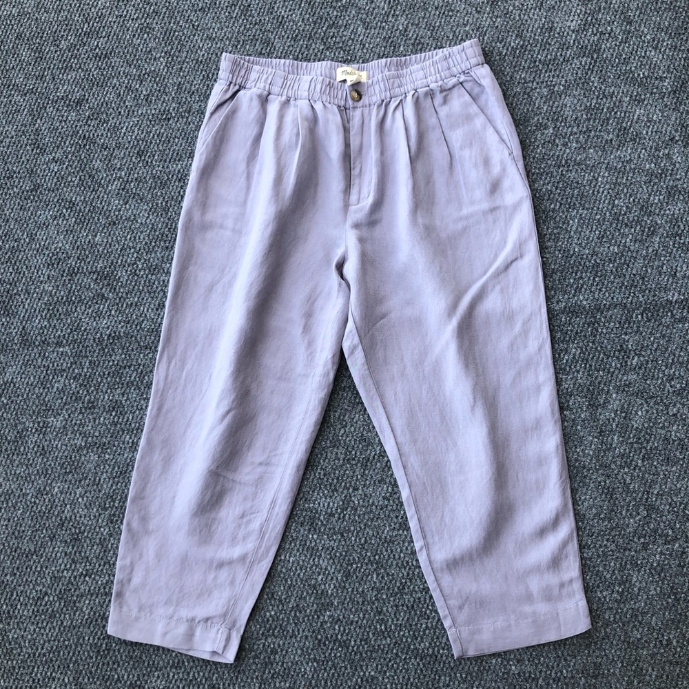 Madewell Linen-Blend Pull-On Tapered pants size LP in faded lavender